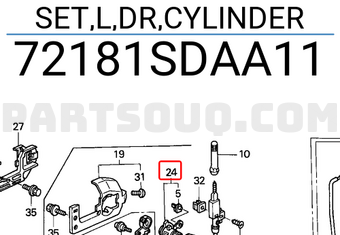 Honda 72181SDAA11 SET,L,DR,CYLINDER