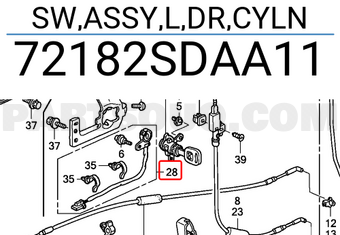 Honda 72182SDAA11 SW,ASSY,L,DR,CYLN