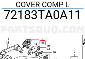 Honda 72183TA0A11 COVER COMP L
