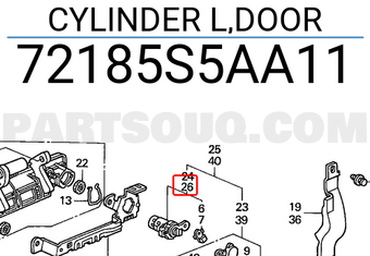 Honda 72185S5AA11 CYLINDER L,DOOR