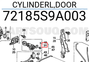 Honda 72185S9A003 CYLINDERL,DOOR