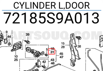 Honda 72185S9A013 CYLINDER L,DOOR
