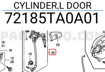 Honda 72185TA0A01 CYLINDER,L DOOR