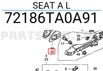Honda 72186TA0A91 SEAT A L