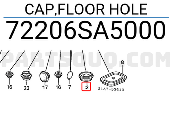 Honda 72206SA5000 CAP,FLOOR HOLE
