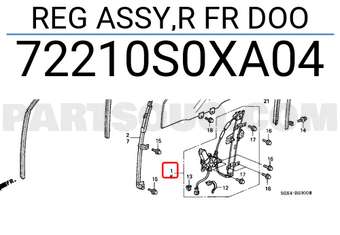 Honda 72210S0XA04 REG ASSY,R FR DOO