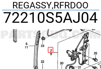Honda 72210S5AJ04 REGASSY,RFRDOO