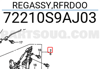 Honda 72210S9AJ03 REGASSY,RFRDOO