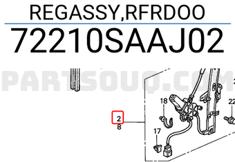 Honda 72210SAAJ02 REGASSY,RFRDOO