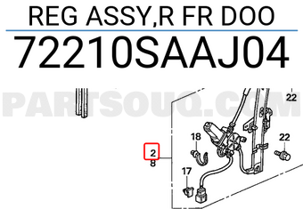 Honda 72210SAAJ04 REG ASSY,R FR DOO