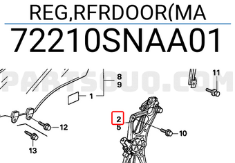 Honda 72210SNAA01 REG,RFRDOOR(MA