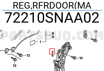 Honda 72210SNAA02 REG,RFRDOOR(MA