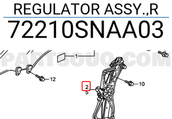 Honda 72210SNAA03 REGULATOR ASSY.,R
