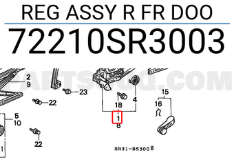 Honda 72210SR3003 REG ASSY R FR DOO