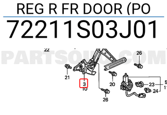 Honda 72211S03J01 REG R FR DOOR (PO