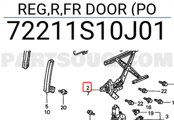 Honda 72211S10J01 REG,R,FR DOOR (PO