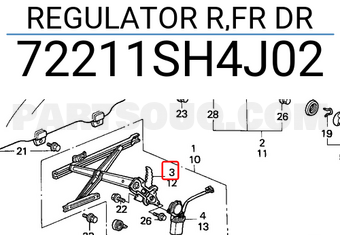 Honda 72211SH4J02 REGULATOR R,FR DR