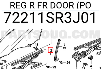 Honda 72211SR3J01 REG R FR DOOR (PO