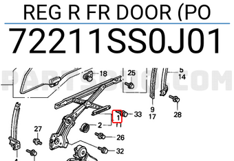 Honda 72211SS0J01 REG R FR DOOR (PO