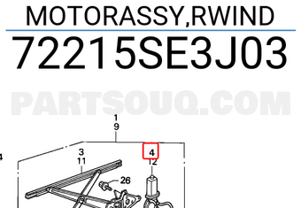 Honda 72215SE3J03 MOTORASSY,RWIND