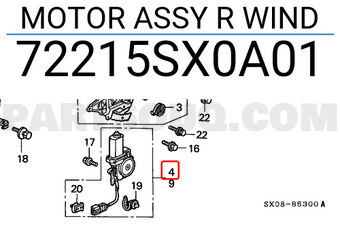 Honda 72215SX0A01 MOTOR ASSY R WIND