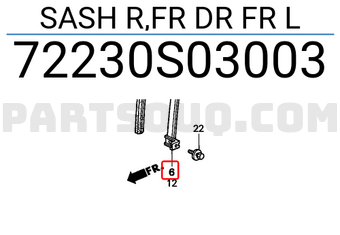 Honda 72230S03003 SASH R,FR DR FR L