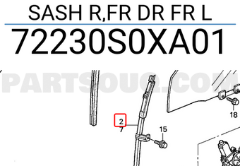 Honda 72230S0XA01 SASH R,FR DR FR L