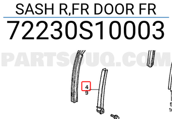 Honda 72230S10003 SASH R,FR DOOR FR