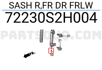 Honda 72230S2H004 SASH R,FR DR FRLW