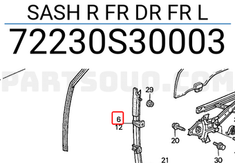 Honda 72230S30003 SASH R FR DR FR L
