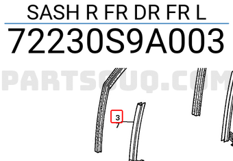 Honda 72230S9A003 SASH R FR DR FR L