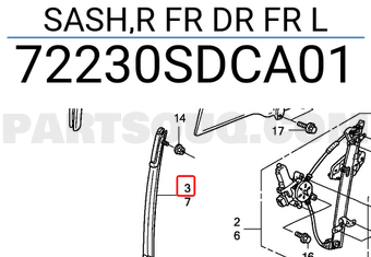 Honda 72230SDCA01 SASH,R FR DR FR L