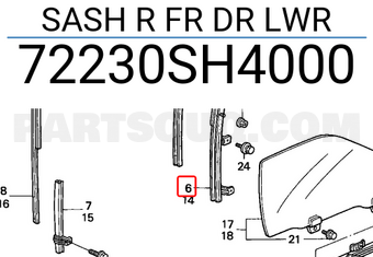 Honda 72230SH4000 SASH R FR DR LWR