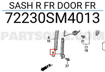 Honda 72230SM4013 SASH R FR DOOR FR