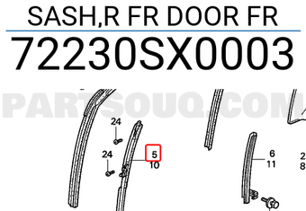 Honda 72230SX0003 SASH,R FR DOOR FR