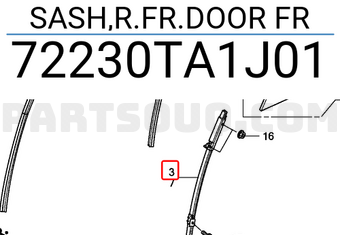 Honda 72230TA1J01 SASH,R.FR.DOOR FR