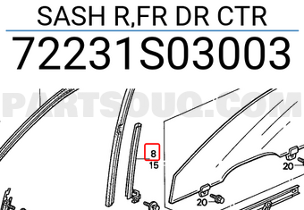 Honda 72231S03003 SASH R,FR DR CTR