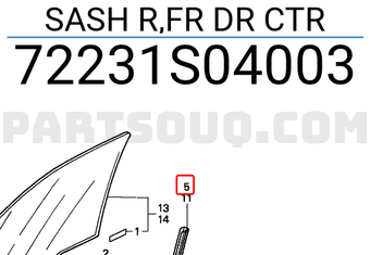 Honda 72231S04003 SASH R,FR DR CTR