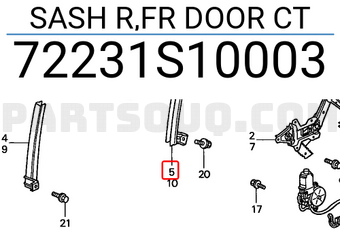Honda 72231S10003 SASH R,FR DOOR CT