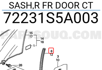 Honda 72231S5A003 SASH,R FR DOOR CT