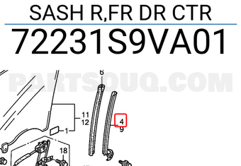 Honda 72231S9VA01 SASH R,FR DR CTR