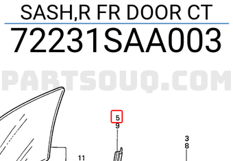 Honda 72231SAA003 SASH,R FR DOOR CT