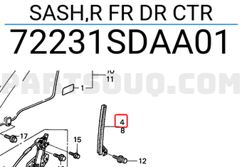 Honda 72231SDAA01 SASH,R FR DR CTR