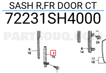 Honda 72231SH4000 SASH R,FR DOOR CT