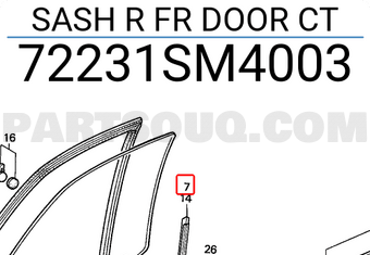 Honda 72231SM4003 SASH R FR DOOR CT