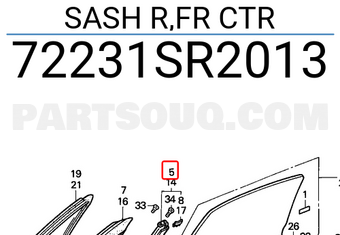 Honda 72231SR2013 SASH R,FR CTR