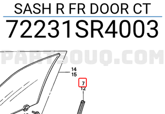 Honda 72231SR4003 SASH R FR DOOR CT