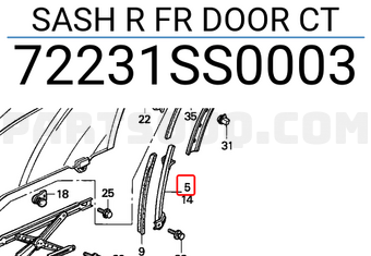 Honda 72231SS0003 SASH R FR DOOR CT