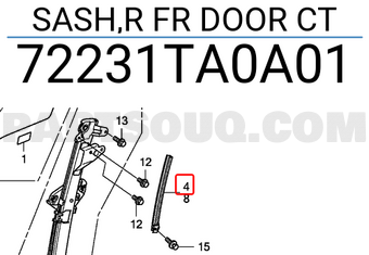 Honda 72231TA0A01 SASH,R FR DOOR CT