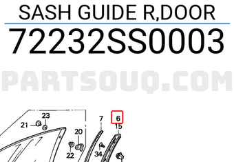 Honda 72232SS0003 SASH GUIDE R,DOOR